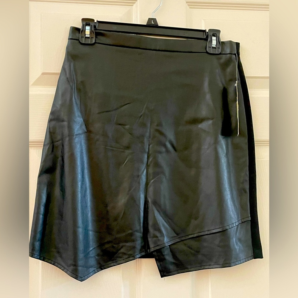 Size 6 faux leather asymmetrical skirt.
